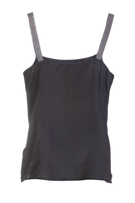 Shop FABIANA FILIPPI  Top: Fabiana Filippi top in seta.
Spalline in brillante punto luce.
Slim fit.
Composizione: 68% viscosa 32% seta.
Fabbricato in Italia.. TPD273B635I805-6148